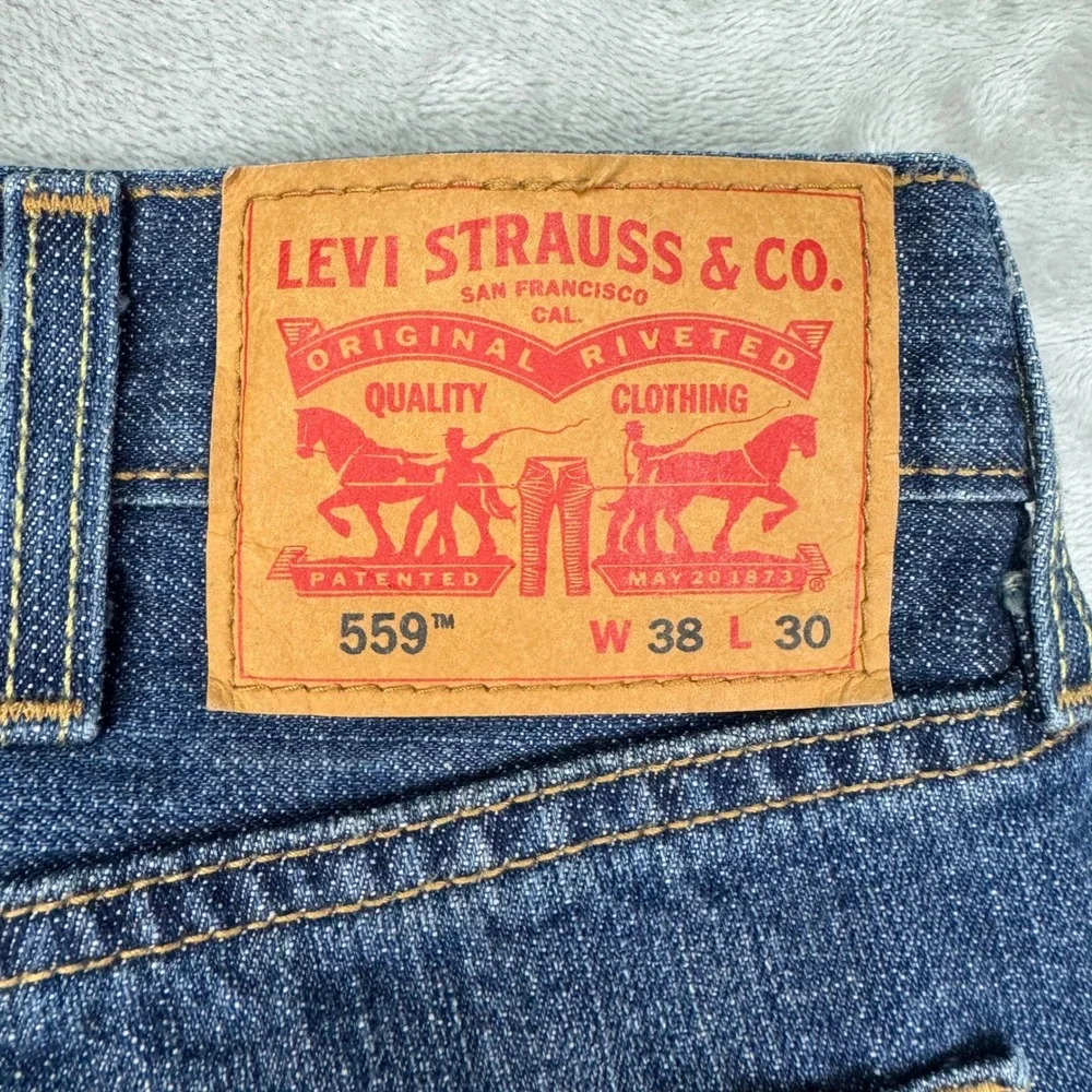 Levi 559 Jeans Mens 38x30 Blue Relaxed Baggy Skater Straight Classic Denim Pants